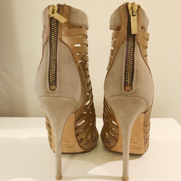 Authentic JIMMY CHOO open toe bootie 38 beige - Picture 2 of 5